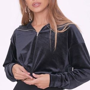 Velour Half Zip Sweater
